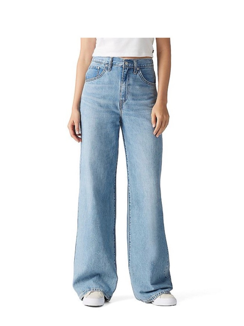 Levi's Cinch Light Blue High Rise Wide Leg Jeans